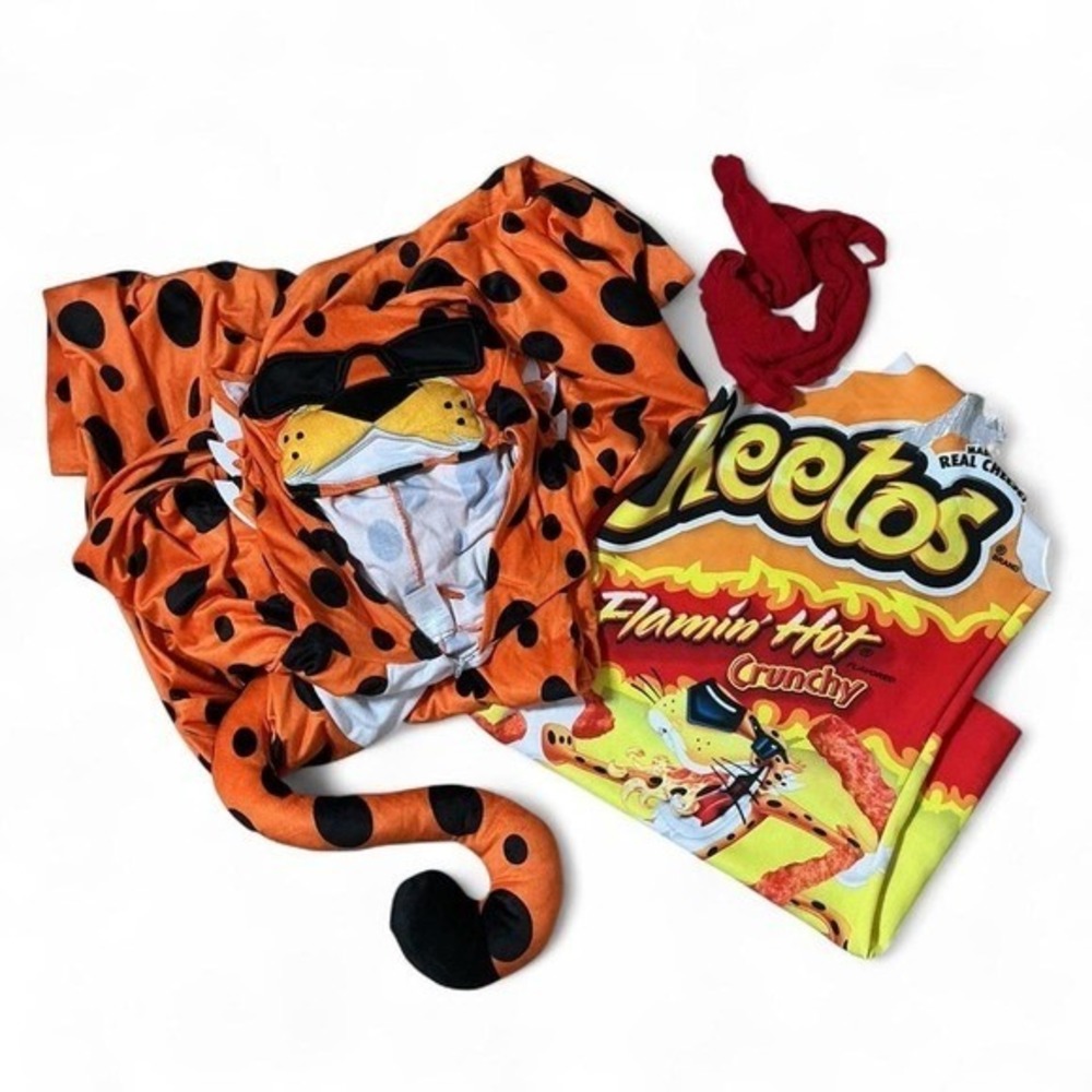 Cheetos Chester Cheetah Flamin Hot Pajamas Halloween Costume Men L/XL Women S